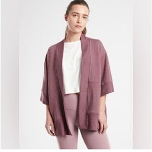 Athleta Textured Lotus Wrap Sweater size S/M in Dark Vintage Plum mauve